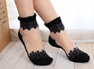 Meia Soquete Crystal Lace Flower - Preta