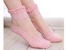 Meia Soquete Crystal Lace Flower - Rosa