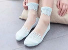 Meia Soquete Crystal Lace Flower - Azul Claro