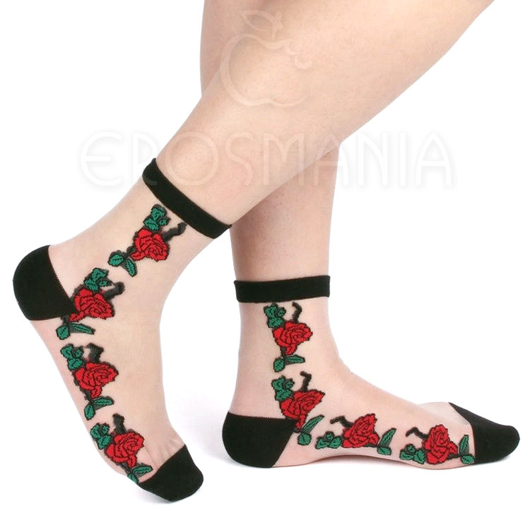 Meia Soquete Red Rose - Transparente