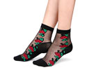 Meia Soquete Red Rose - Preto Transparente