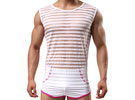 Camiseta Masculina - Microfibra Listrada - Branca