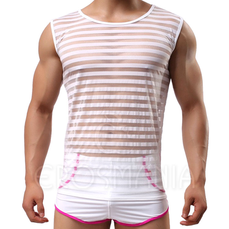 Camiseta Masculina - Microfibra Listrada - Branca