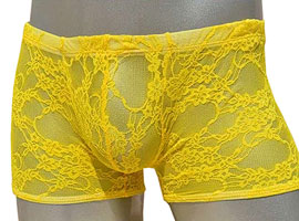 Cueca Boxer Renda - Gatinho Safado - Amarela