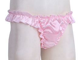 Calcinha Masculina de Cetim - Rosa Perolado
