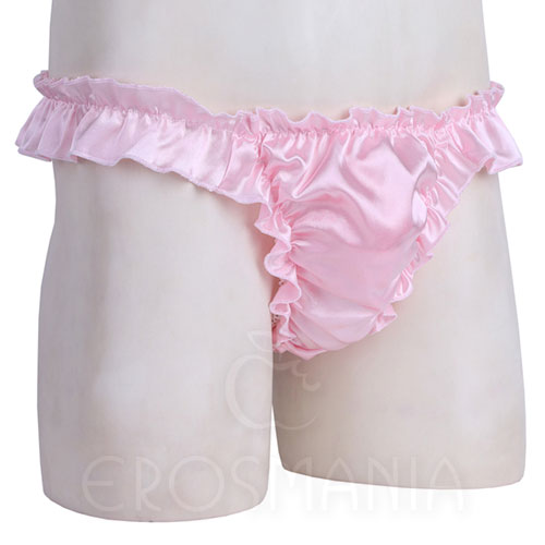 Calcinha Masculina de Cetim - Rosa Perolado