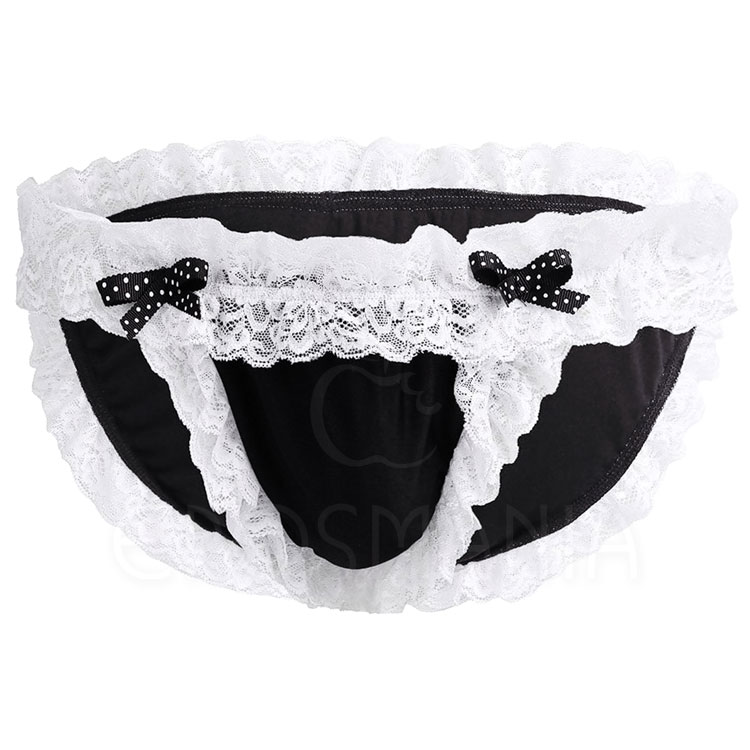 Calcinha Masculina Babado e Renda - Preta