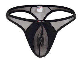 Cueca Fio Dental com Bojo Transparente - Preta