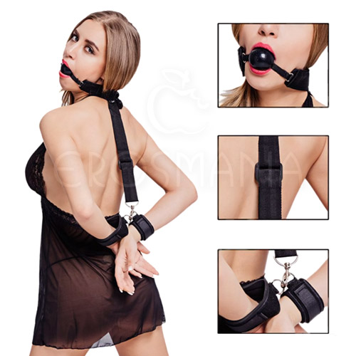 Gag & Back Handcuffs - Mordaça com algemas