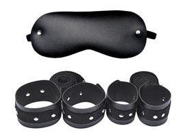 Kit Bondage com Venda - Couro Ecológico