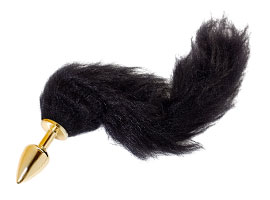 Hard Plug Anal Metal Dourado - Cauda Preta