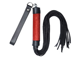 Chicote em Couro Ecológico - 24 tiras - Vermelho