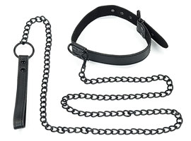 Black Matt Collar With Leash - Coleira com guia