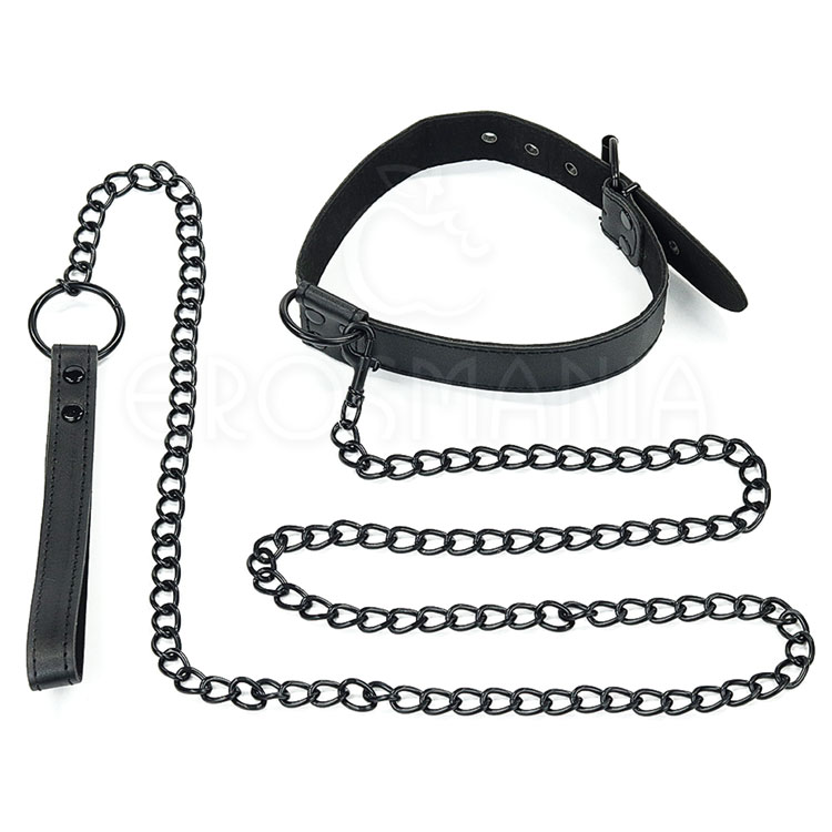 Black Matt Collar With Leash - Coleira com guia