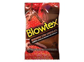 Preservativo: Blowtex&reg; Morango c/chocolate c/3 uni