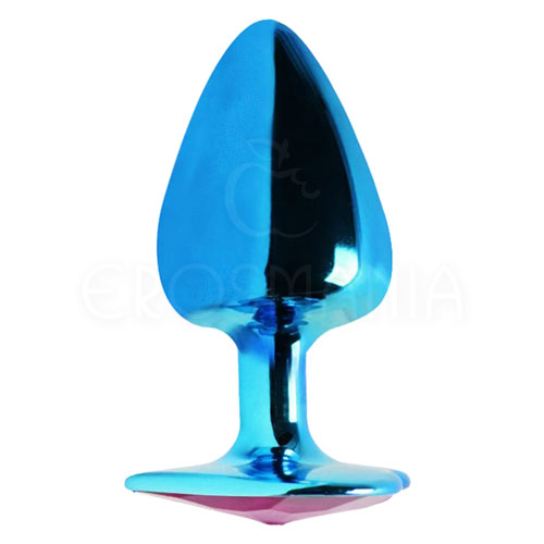 Heart Plug Anal Metal Azul Forte - Coração Rosa