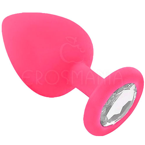Plug Anal Silicone Rosa - Com Joia