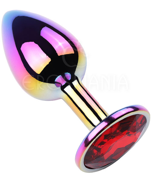 Plug Anal Multicolor de Metal com Joia - Vermelho