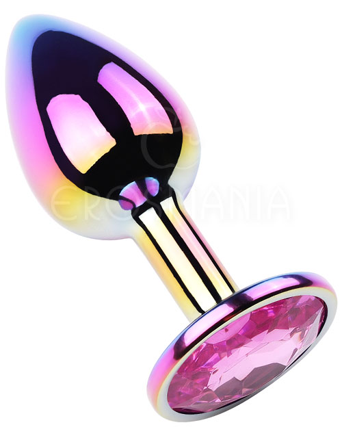 Plug Anal Multicolor de Metal com Joia - Rosa