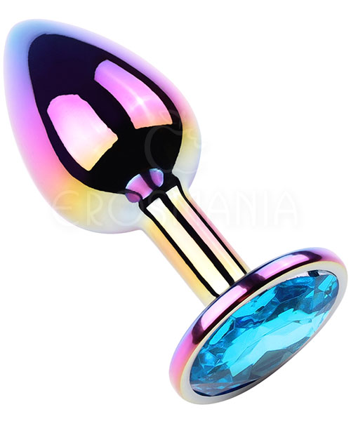 Plug Anal Multicolor de Metal com Joia - Azul
