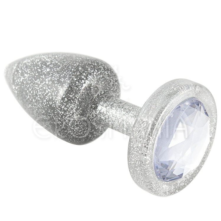 Plug Anal P Abs Less Prata Com Glitter e Joia