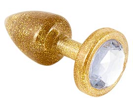 Plug Anal P Abs Less Dourado Com Glitter e Joia