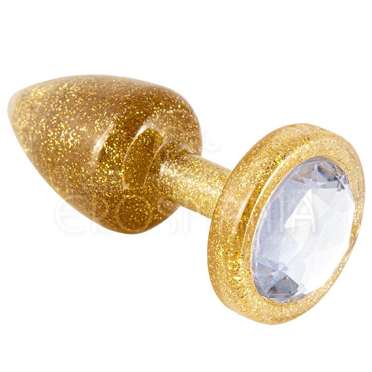 Plug Anal P Abs Less Dourado Com Glitter e Joia