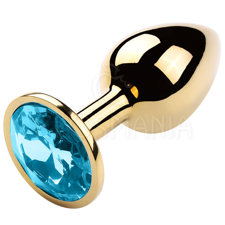 Plug Anal Dourado Metal com Joia P - Azul