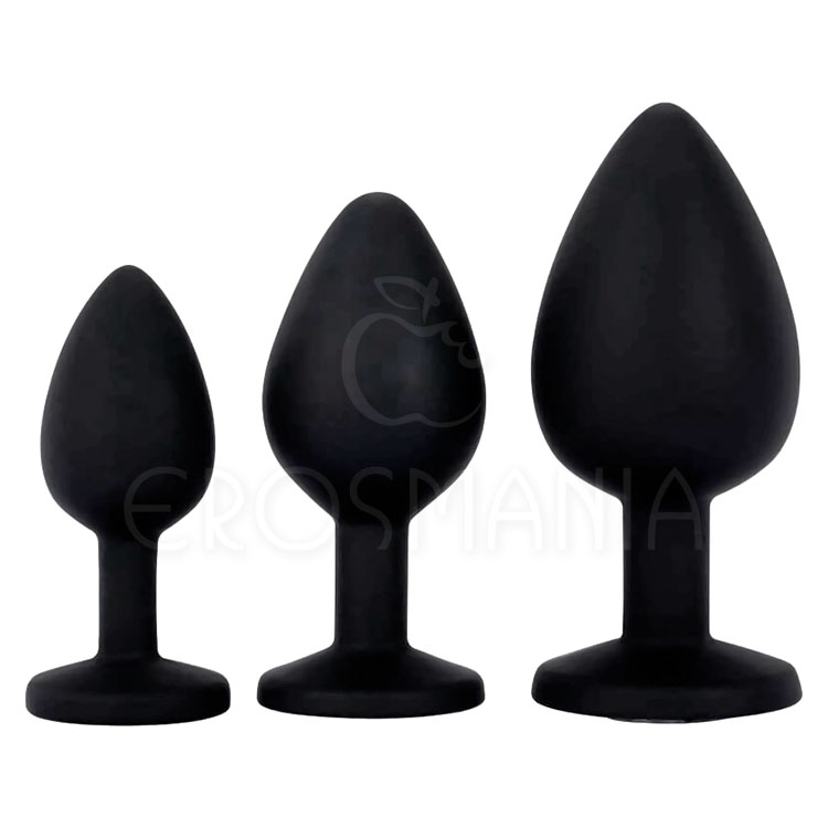 Kit Fetiche Anal com 3 Plugs Silicone Preto