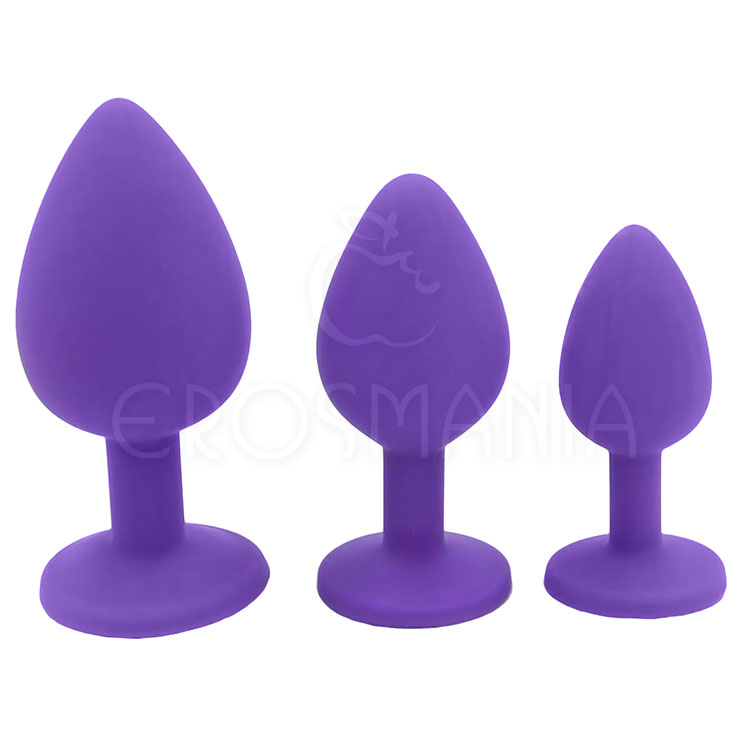 Kit Fetiche Anal com 3 Plugs Silicone Roxo