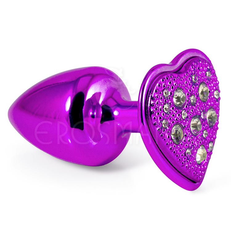 Plug de Metal Coração Cravejado Strass - Lilás