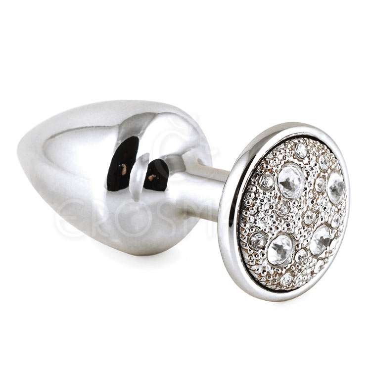 Plug de Metal P Pedra Cravejada Strass - Cromado