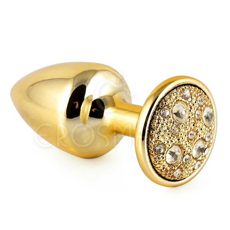 Plug de Metal P Pedra Cravejada Strass - Dourado