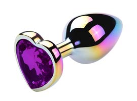 Plug de Metal Colorido com Joia Coração - Roxo