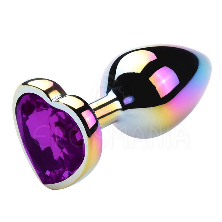 Plug de Metal Colorido com Joia Coração - Roxo