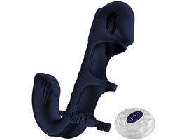 Ergonomic Vibrating Cock Ring Blue - 2 vibradores