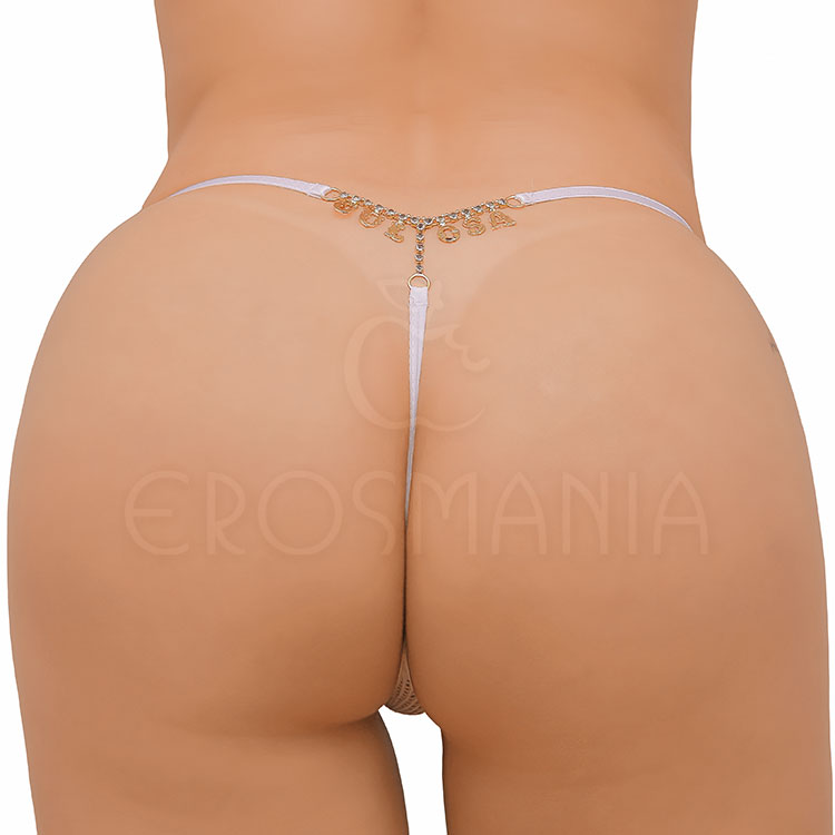 Calcinha Fio Dental em Strass "Gostosa"