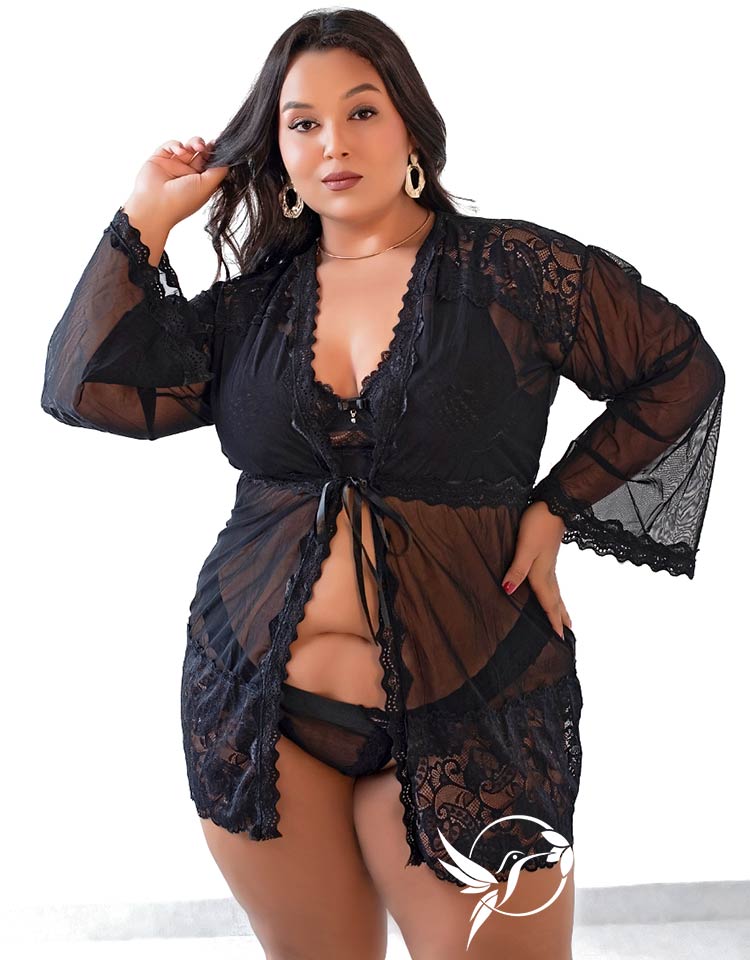 Robe em Tule com Renda Plus Size