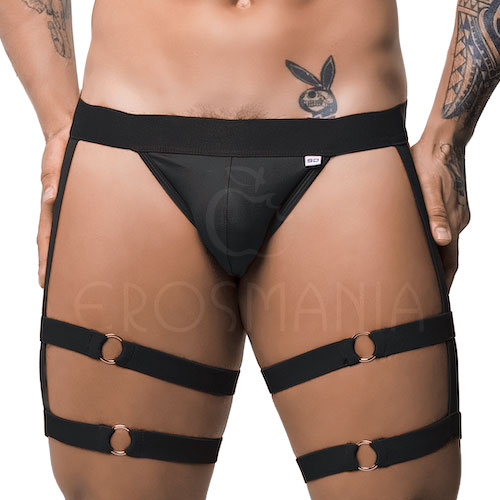Cueca Jock Cinta Liga e Argolas - Cirrê Preto