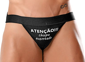 Cueca Jockstrap Atenção Chupe a Vontade Cueca Jockstrap Atenção Chupe a Vontade