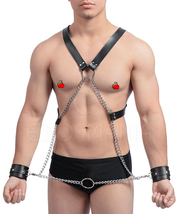 Harness com Algemas, Correntes e anel peniano