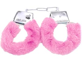 Algemas Metálicas com Capas de Pelúcia - Rosa