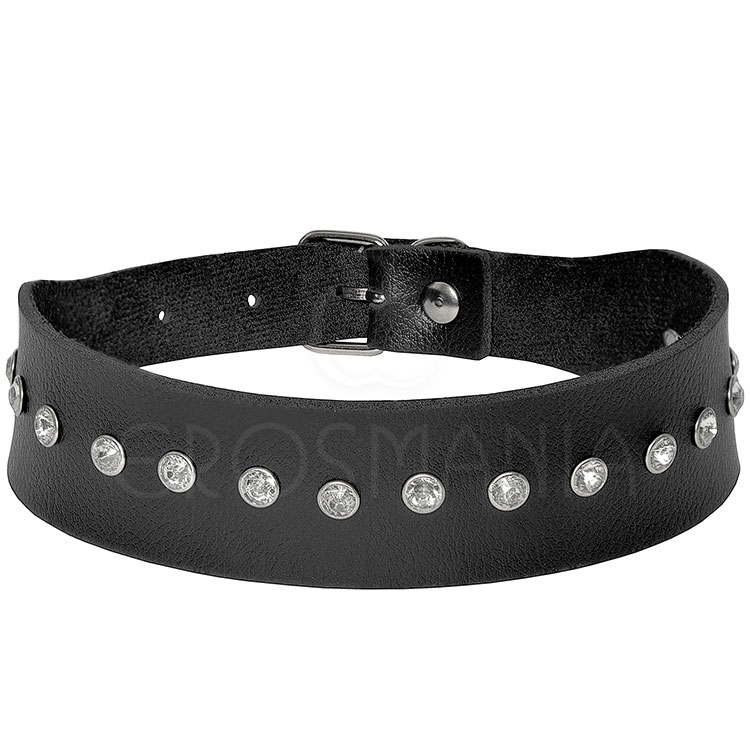 Choker Couro e Strass Princess